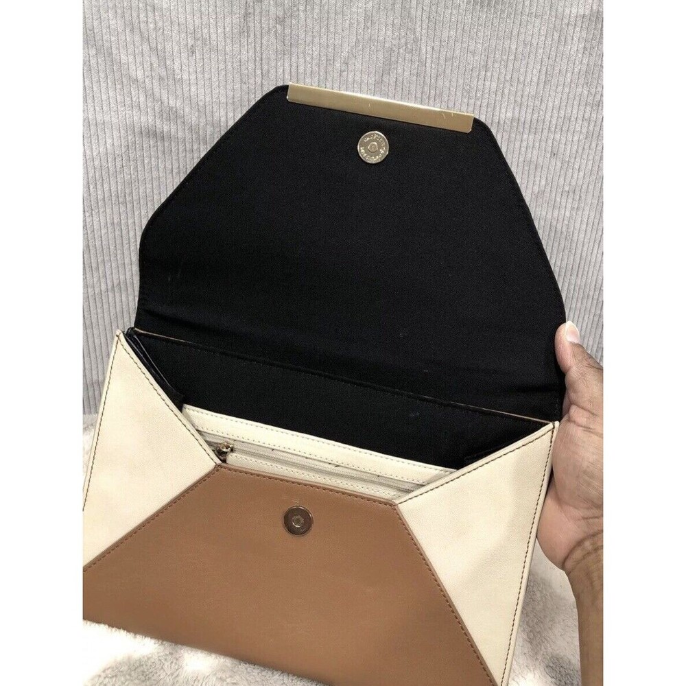 Express Envelope Clutch Purse Colorblock Black Brown Beige Church Party - Picture 10 of 13